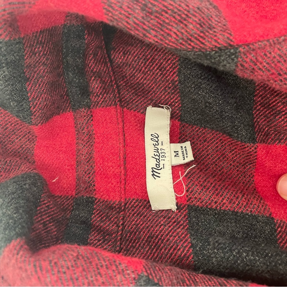 Madewell Red and Black Plaid Flannel Shirt - Picture 3 of 3
